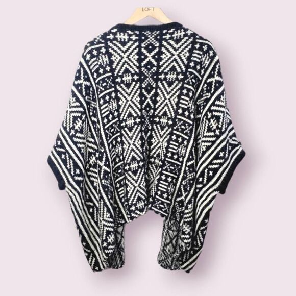 patterned sweater poncho open cardigan medium - Picture 2 of 7
